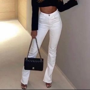 Zara super high rise slim flare leg Jean with spilts | USA 6